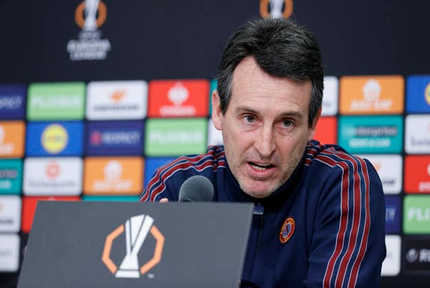 Basel, Switzerland - December10, 2025: UEFA Europa League - Soccer Match press conference, PK, Pressekonferenz Aston Villa FC vs. FC Basel 1893 with spanish Ason Villa Head Coach Unai Emery, Stadion St. Jakob Park UEFA Europa League: Aston Villa FC vs. FC Basel 1893