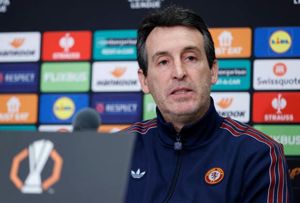 Basel, Switzerland - December10, 2025: UEFA Europa League - Soccer Match press conference, PK, Pressekonferenz Aston Villa FC vs. FC Basel 1893 with spanish Ason Villa Head Coach Unai Emery, Stadion St. Jakob Park UEFA Europa League: Aston Villa FC vs. FC Basel 1893
