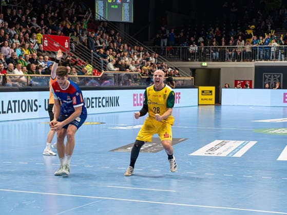 Hakon Dadi Styrmisson (VfL Eintracht Hagen, 28) jubelt VfL Eintracht Hagen vs. HBW Balingen-Weilstetten, Handball, 2. Bundesliga, 15. Spieltag, Saison 2025 2026, 12.12.2025 VfL Eintracht Hagen vs. HBW Balingen-Weilstetten, Handball, 2. Bundesliga, 15. Spieltag, Saison 2025 2026, 12.12.2025 Hagen Copyright: xEibner-Pressefoto DamianxKruczynx EP_DKI