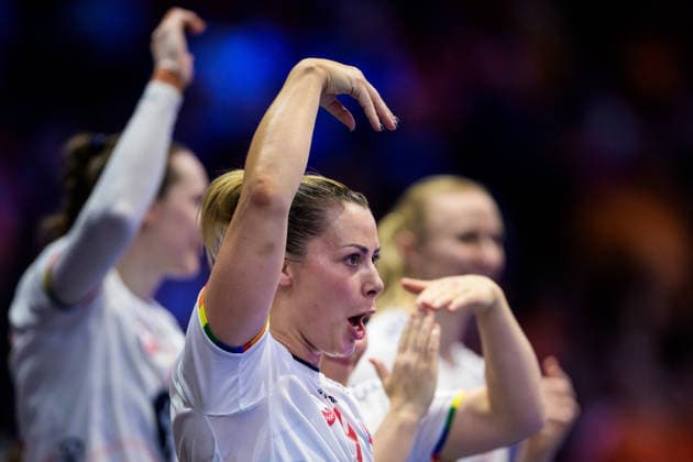251212 Nora Mork of Norway celebrates during the IHF Women™s World Championship, WM, Weltmeisterschaft semifinal between Netherlands and Norway on December 12, 2025 in Rotterdam. Photo: Joel Marklund BILDBYRAN kod JM JM0756 bbeng handball handboll handball vm handball-vm handbolls-vm ihf handball world championship world handball championship 2025 world championship 2025 semifinal semifinals nederländerna norway norge netherlands dam jubel Copyright: JOELxMARKLUND BB251212JM068