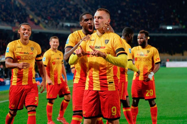 Nikola Stulic of US Lecce celebrates after scoring a goal during US Lecce vs Pisa SC, Italian soccer Serie A match in Lecce, Italy, December 12 2025  Copyright: xEmmanuelexMastrodonato IPAxSportx xipa-agency.netx xx IPA_69082681 IPA_Agency_IPA69082681