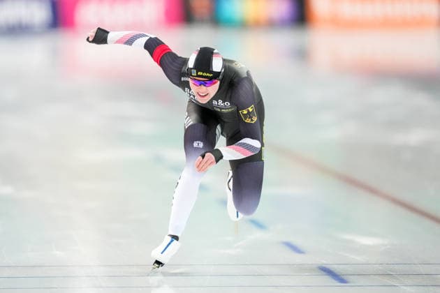 2025-12-13 - ISU World Cup Speed skating, Eisschnelllauf 4 HAMAR, NORWAY - DECEMBER 13: Anna Ostlender of Germany during the ISU World Cup Speed Skating 4 at the Vikingskipet on December 13, 2025 in Hamar, Norway Hamar Vikingskipet Norway Content not available for redistribution in The Netherlands directly or indirectly through any third parties. Copyright: xDouwexBijlsmax