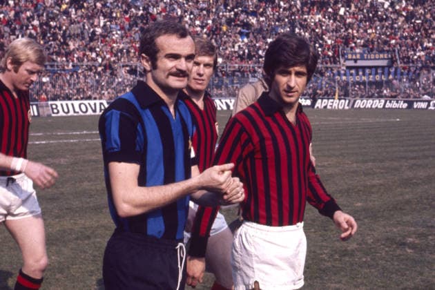 1972 archivio Storico Image Milan-Inter Gianni Rivera-Sandro Mazzola foto Aic Image Sport 