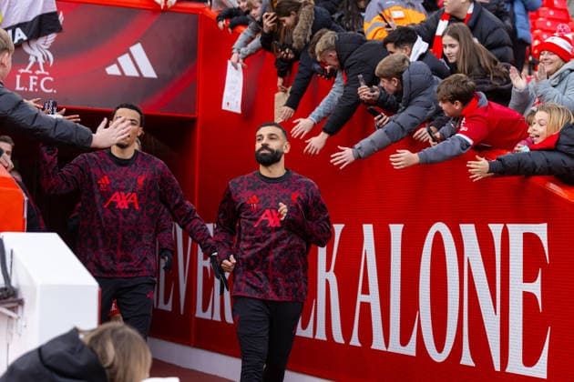 Football - FA Premier League - Liverpool FC v Brighton & Hove Albion FC LIVERPOOL, ENGLAND - Saturday, December 13, 2025: Liverpool s substitute Mohamed Salah comes out of tunnel before the FA Premier League match between Liverpool FC and Brighton & Hove Albion FC at Anfield. (Photo by David Rawcliffe Propaganda) LIVERPOOL Anfield MERSEYSIDE ENGLAND  Copyright: xDavidxRawcliffex P2025-12-13-Liverpool_Brighton-5