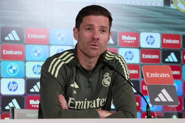 Real Madrid CF Training Session and press conference, PK, Pressekonferenz in Madrid - 13 Dec 2025 Xabi Alonso, the head coach of Real Madrid CF, attends a press conference at Ciudad Real Madrid, on the eve of the La Liga EA Sports 2025 2026 week 16 football match between Deportivo Alaves and Real Madrid CF. Madrid Spain Copyright: xFedericoxTitonex xSOPAxImagesx FTITONE_032