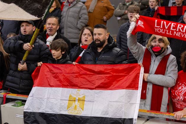 Football - FA Premier League - Liverpool FC v Brighton & Hove Albion FC LIVERPOOL, ENGLAND - Saturday, December 13, 2025: Liverpool supporters holding up an Egyptian Flag in supporter of Mohamed Salah before the FA Premier League match between Liverpool FC and Brighton & Hove Albion FC at Anfield. (Photo by David Rawcliffe Propaganda) LIVERPOOL Anfield MERSEYSIDE ENGLAND  Copyright: xDavidxRawcliffex P2025-12-13-Liverpool_Brighton-36