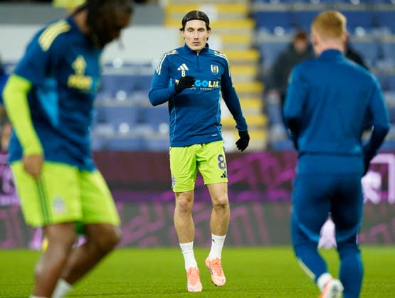 Burnley, England, 13th December 2025. Harry Wilson of Fulham warms up before the Burnley vs Fulham Premier League match at Turf Moor, Burnley. Picture credit should read: Andrew Yates Sportimage EDITORIAL USE ONLY. No use with unauthorised audio, video, data, fixture lists, club league logos or live services. Online in-match use limited to 120 images, no video emulation. No use in betting, games or single club league player publications. SPI_027_AY_Burnley_Fulham SPI-4374-0027