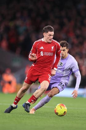 Football - Premier League - Liverpool v Brighton & Hove Albion 13th December 2025 - Premier League - Liverpool v Brighton & Hove Albion - Florian Wirtz of Liverpool battles with Yasin Ayari of Brighton & Hove Albion - Photo: Simon Stacpoole Offside. Liverpool UK Copyright: xSimonxStacpoolexOffside