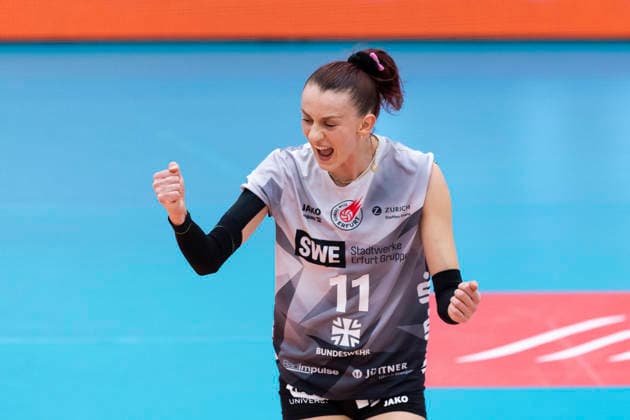 1. Volleyball Bundesliga Frauen: Schwarz-Weiss Erfurt vs. Skurios Volleys Borken; Erfurt; 13.12.2025 Isabel Kova?i? ( 11; Schwarz-Weiss Erfurt) 1. Volleyball Bundesliga Frauen: Schwarz-Weiss Erfurt vs. Skurios Volleys Borken; Riethsporthalle Erfurt; 13.12.2025 Copyright: xBEAUTIFULxSPORTS Duehringx