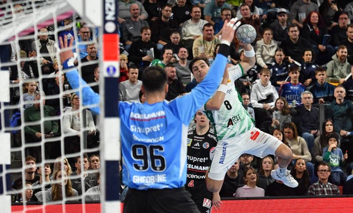 13.12.2025 - Handball - 1. Bundesliga DAIKIN HBL - Saison 2024 2025 - 17. Spieltag: HC Erlangen Metropolregion Nürnberg HCE - SC DHfK Leipzig - OGo - xOGox - Khalifa Ghedbane (96, HC Erlangen HCE ) Lucas Krzikalla (8, SC DHfK Leipzig )