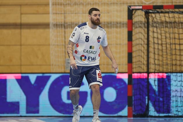 13.12.2025, Herren, Handball, Saison 2025 2026, 2. Handball-Bundesliga, 15. Spieltag: TV Grosswallstadt - 1. VfL Potsdam Davide Bulzamini ( 8, VfL Potsdam) Elsenfeld Untermainhalle Bayern Deutschland
