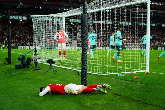 Gabriel Martinelli of Arsenal after a missed chance Arsenal v Wolverhampton Wanderers, Premier League, Football, Emirates Stadium, London, UK - 13 Dec 2025London Emirates Stadium United Kingdom EDITORIAL USE ONLY No use with unauthorised audio, video, data, fixture lists, club league logos or live services. Online in-match use limited to 120 images, no video emulation. No use in betting, games or single club league player publications.  Copyright: xJavierxGarcia Shutterstockx 16081568v