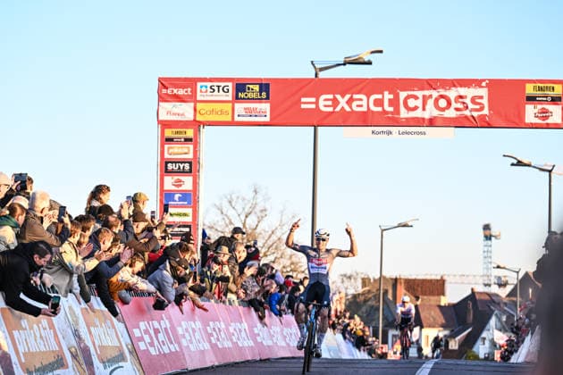 Men SUYS Leiecross Kortrijk Niels Vandeputte from Belgium, part of the Alpecin-Deceuninck development team, crosses the finish line to win the men s elite race of the SUYS Leiecross Kortrijk, stage 4 of 7 in the Exact Cross competition, in Kortrijk, Belgium, on December 13, 2025. Kortrijk Belgium  Copyright: xGautierxDemouveauxx originalFilename:demouveaux-notitle251213_nplU6.jpg
