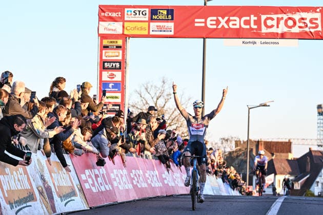 Men SUYS Leiecross Kortrijk Niels Vandeputte from Belgium, part of the Alpecin-Deceuninck development team, crosses the finish line to win the men s elite race of the SUYS Leiecross Kortrijk, stage 4 of 7 in the Exact Cross competition, in Kortrijk, Belgium, on December 13, 2025. Kortrijk Belgium  Copyright: xGautierxDemouveauxx originalFilename:demouveaux-notitle251213_npyo9.jpg