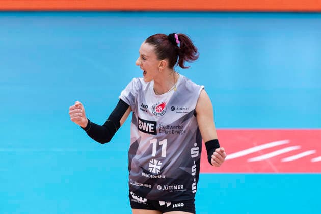 1. Volleyball Bundesliga Frauen: Schwarz-Weiss Erfurt vs. Skurios Volleys Borken; Erfurt; 13.12.2025 Isabel Kova?i? ( 11; Schwarz-Weiss Erfurt) 1. Volleyball Bundesliga Frauen: Schwarz-Weiss Erfurt vs. Skurios Volleys Borken; Riethsporthalle Erfurt; 13.12.2025 Copyright: xBEAUTIFULxSPORTS Duehringx