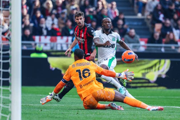 AC Milan vs US Sassuolo - Serie A 2025 26 - 14 12 2025 Ismael Kenneth Kone of US Sassuolo scores a goal during Serie A 2025 26 football match between AC Milan and US Sassuolo at San Siro Stadium in Milan Copyright: xBEAUTIFULxSPORTS Carabellix