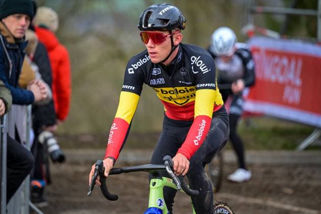 Belgian Thibau Nys pictured during warming up before the men s elite race of the Cyclocross World Cup, in Namur, Sunday 14 December 2025, stage 4 (out of 12) in the World Cup of the 2026-2027 season. DAVIDxPINTENS  x148811092x