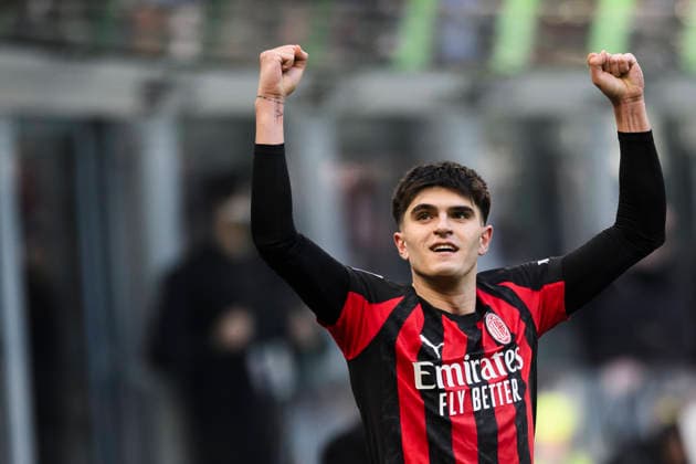 AC Milan v US Sassuolo - Serie A Davide Bartesaghi of AC Milan celebrates after scoring a goal during the Serie A football match between AC Milan and US Sassuolo. Milan Italy Copyright: xNicolòxCampox