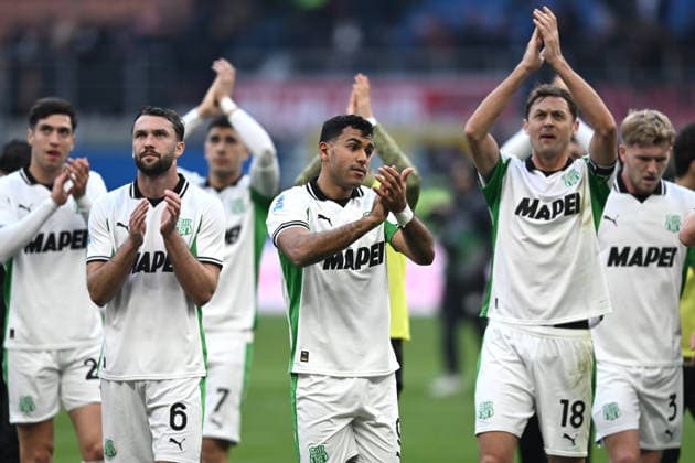 Db Milano 14 12 2025 - campionato di calcio serie A Milan-Sassuolo foto Daniele Buffa Image nella foto: esultanza a fine gara Sassuolo 