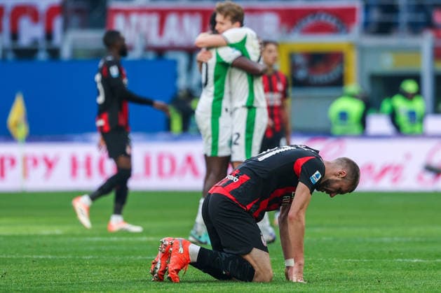 AC Milan vs US Sassuolo - Serie A 2025 26 - 14 12 2025 Strahinja Pavlovic of AC Milan reacts at the end of the match during Serie A 2025 26 football match between AC Milan and US Sassuolo at San Siro Stadium in Milan Copyright: xBEAUTIFULxSPORTS Carabellix
