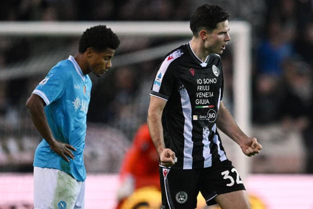 Mg Udine 14 12 2025 - campionato di calcio serie A Udinese-Napoli foto Matteo Gribaudi Image nella foto: esultanza gol Jurgen Ekkelenkamp 