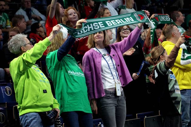 DEU, DHB, 1.HBL, Fuechse Berlin vs. Wetzlar, 14.12.2025, Max-Schmeling-Halle, Berlin, DEU, DHB, 1.HBL, Fuechse Berlin vs. Wetzlar, im Bild Fuechse-Fans,Fanblock