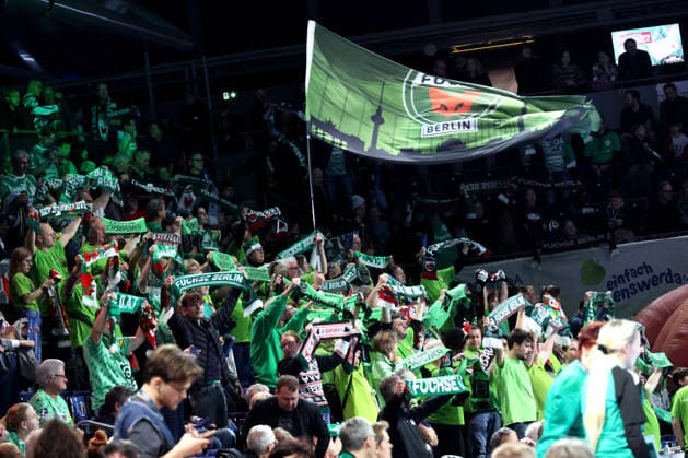 DEU, DHB, 1.HBL, Fuechse Berlin vs. Wetzlar, 14.12.2025, Max-Schmeling-Halle, Berlin, DEU, DHB, 1.HBL, Fuechse Berlin vs. Wetzlar, im Bild Fuechse-Fans,Fanblock