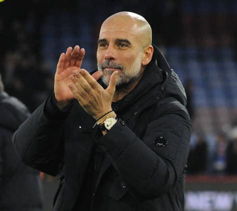 Football - 2025 2026 Premier League - Crystal Palace vs Manchester City - Selhurst Park- Sunday 14th December 2025 Manchester City Manager, Pep Guardiola celebrates at the final whistle 