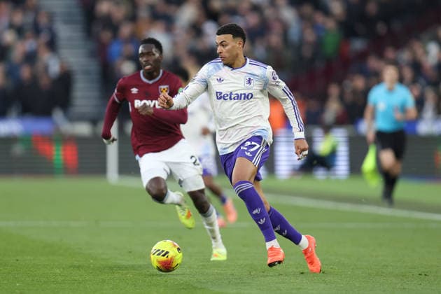 Morgan Rogers of Aston Villa during the Premier League match between West Ham and Aston Villa at London Stadium in London, England (Photo by Alexander Canillas Sports Press Photo) Copyright: xAlexanderxCanillas SPPx Sportspressphoto_SPR73598