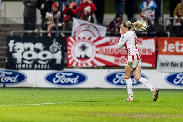Google Pixel Frauen-Bundesliga, 1. FC Köln - FC Carl Zeiss Jena; 14.12.2025 Sandra Maria Jessen (1. FC Köln, 6) frustriert nach verpasster Chance Google Pixel Frauen-Bundesliga, 1. FC Köln - FC Carl Zeiss Jena, Köln, Franz-Kremer-Stadion am 14.12.2025 DFB REGULATIONS PROHIBIT ANY USE OF PHOTOGRAPHS AS IMAGE SEQUENCES AND OR QUASI-VIDEO. Copyright: xBEAUTIFULxSPORTS Wunderlx