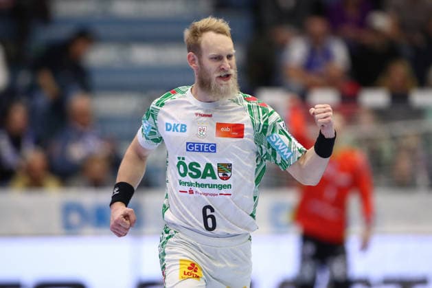 14.12.2025, xtgx, VfL Gummersbach - SC Magdeburg v.l. Matthias Musche (Magdeburg, 6) Jubel, Torjubel, jubelt ueber das Tor, celebrate the goal, celebration Gummersbach