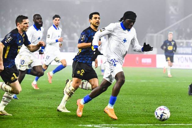 FOOTBALL : AJ Auxerre vs Lille OSC - Ligue 1 - JournÃ e 16 - 14 12 2025 Rudy Matondo (AJ Auxerre) AuxerreFrance  Copyright: xBaptistexAutissierx
