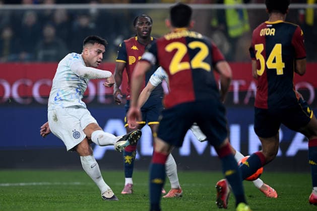 Cm Genova 14 12 2025 - campionato di calcio serie A Genoa-Inter foto Cristiano Mazzi Image nella foto: gol Lautaro Martinez 