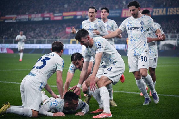 Cm Genova 14 12 2025 - campionato di calcio serie A Genoa-Inter foto Cristiano Mazzi Image nella foto: esultanza gol Lautaro Martinez 