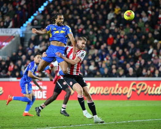 London, England, December 14 2025: Dominic Calvert-Lewin (9 Leeds United) scores equaliser via a header to make it 1-1 during the Premier League game between Brentford and Leeds United at Gtech Community Stadium in London, England. (Photo by Jay Patel Sports Press Photo SPP) (Jay Patel Sports Press Photo SPP) Copyright: xJayxPatel SportsxPressxPhoto SPPx spp-en-JaPaPrPh-JAY PATEL_BREvLEE_20251214_0046
