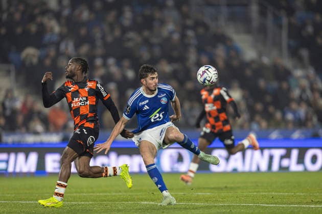 FOOTBALL: Ligue 1 Racing Strasbourg (RCS) vs Lorient. 14 12 2025 Stade de la Meinau. Strasbourg - France Joaquin Panichelli 9 (RCS)  Copyright: xelyxandroxcegarrax
