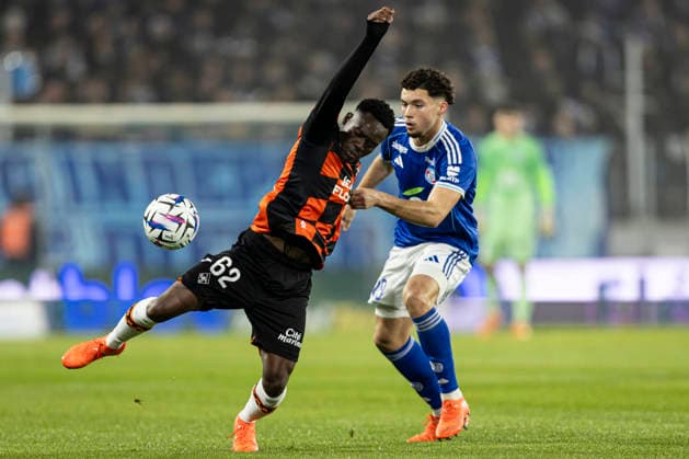 FOOTBALL: Ligue 1 Racing Strasbourg (RCS) vs Lorient. 14 12 2025 Stade de la Meinau. Strasbourg - France Samir El Mourabet 29 (RCS)  Copyright: xelyxandroxcegarrax