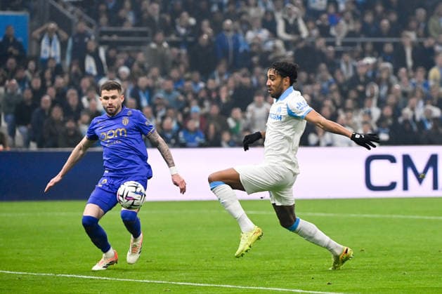 Olympique de Marseille v AS Monaco FC - Ligue 1 McDonald s 2025 2026 12 CAIO HENRIQUE (asm) - 97 Pierre-Emerick AUBAMEYANG (om) during the Ligue 1 McDonald s match between Marseille and Monaco at Stade Velodrome on December 14, 2025 in Marseille, France. Marseille France  Copyright: xFEPx 776348233