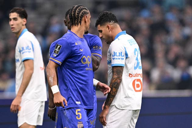 Olympique de Marseille v AS Monaco FC - Ligue 1 McDonald s 2025 2026 33 EMERSON Palmieri dos Santos (om) - JUL Julien MARI during the Ligue 1 McDonald s match between Marseille and Monaco at Stade Velodrome on December 14, 2025 in Marseille, France. Marseille France  Copyright: xFEPx 776348233