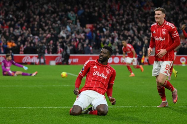 Nottingham Forest v Tottenham Hotspur - Premier League Ibrahim Sangare of Nottingham Forest celebrates after scoring a goal to make it 3-0 during the Premier League match between Nottingham Forest and Tottenham Hotspur at the City Ground in Nottingham, England, on December 14, 2025. Nottingham Nottinghamshire United Kingdom  Copyright: xMIxNewsx originalFilename:fletcher-nottingh251214_npY5c.jpg