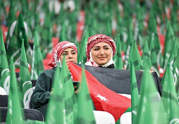 Saudi Arabia v Jordan : FIFA Arab Cup 2025 Semi-final Fans Jordan attend prior to theFIFA Arab Cup 2025 Semi-final match between Saudi Arabia and Jordan at Al Bayt Stadium in Al Khor, Qatar, on December 15, 2025. DOHA Qatar Copyright: xNOUSHADxTHEKKAYILx
