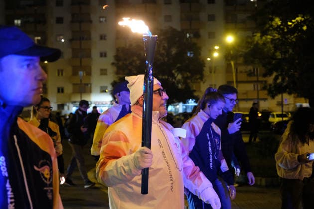 The Olympic Torch arrives in Palermo during the Olympic Torch Relay for the Olympic Winter games, Winterspiele,Spiele, Summer games Milano Cortina 2026 in Palermo, Italy, on 15 December 2025; in the photo: First torchbearer  Copyright: xFedericoxSerra IPAxSportx xipa-agency.netx xx IPA_69192813 IPA_Agency_IPA69192813