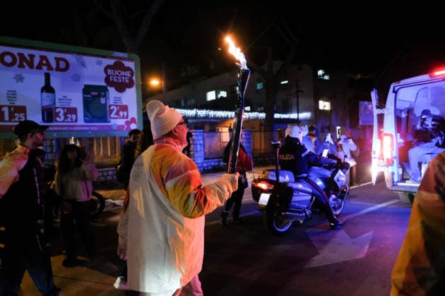 The Olympic Torch arrives in Palermo during the Olympic Torch Relay for the Olympic Winter games, Winterspiele,Spiele, Summer games Milano Cortina 2026 in Palermo, Italy, on 15 December 2025; in the photo: First torchbearer  Copyright: xFedericoxSerra IPAxSportx xipa-agency.netx xx IPA_69192809 IPA_Agency_IPA69192809