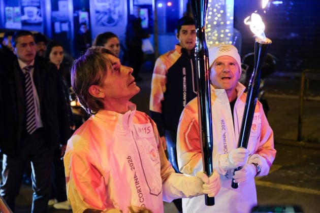 GIOCHI OLIMPICI - Olimpiadi Invernali Milano-Cortina 2026 - Olympic Torch Relay The Olympic Torch arrives in Palermo during the Olympic Torch Relay for the Olympic Winter games, Winterspiele,Spiele, Summer games Milano Cortina 2026 in Palermo, Italy, on 15 December 2025; in the photo: Filippo Inzaghi coach of Palermo FC with the Olympic torch and Tilman J. Fertitta the United States ambassador to Italy Cortina D Ampezzo Italy  Copyright: xIPAxSport ABACAx