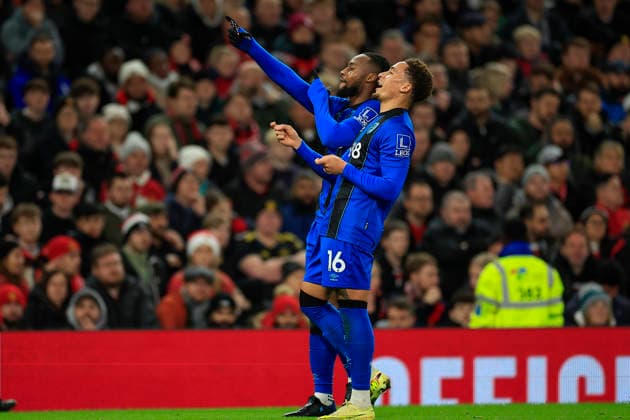 Manchester United, ManU v Bournemouth Premier League 15 12 2025. Antoine Semenyo (24) of Bournemouth celebrates scoring to make it 1-1 during the Premier League match between Manchester United and Bournemouth at Old Trafford, Manchester, England on 15 December 2025. Manchester Old Trafford Greater Manchester England Editorial use only DataCo restrictions apply See www.football-dataco.com , Copyright: xConorxMolloyx PSI-23424-0030