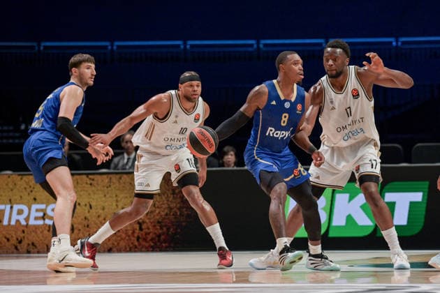 Dubai Basketball v Maccabi Tel Aviv - EuroLegaue DUBAI, UAE - DECEMBER 16: Mfiondu Kabengel (17) of Dubai Basketball in action against Lonnie Walker (8) of Maccabi Tel Aviv during EuroLegaue basketball match between Dubai Basketball and Maccabi Tel Aviv at Coca-Cola Arena in Dubai, United Arab Emirates on December 16, 2025. Waleed Zein Anadolu Dubai United Arab Emirates. Editorial use only. Please get in touch for any other usage.  Copyright: x2025xAnadoluxWaleedxZeinx