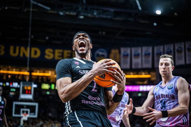 Basketball Berlin 16.12.2025 Saison 2025 2026 Basketball Champions League (BCL) Alba Berlin - Sabah BC Baku Keith Jordan (Sabah, No.02) Jubel