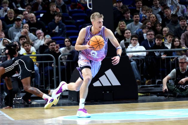 DEU, Basketball Champions League (BCL) , ALBA vs. BC Sabah, 16.12.2025, Uber-Arena, Berlin, DEU, Basketball Champions League (BCL) , ALBA vs. BC Sabah, im Bild Sam Griesel (ALBA Berlin 5)