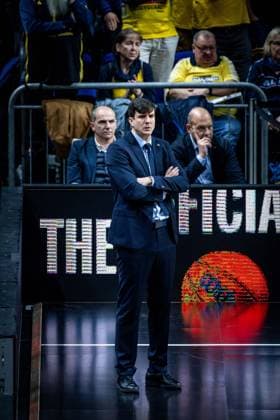 Basketball Berlin 16.12.2025 Saison 2025 2026 Basketball Champions League (BCL) Alba Berlin - Sabah BC Baku Pedro Calles (Alba Berlin, Trainer) Himar Ojeda (Alba Berlin, Sportdirektor) hi.li. Marco Baldi hi. re.