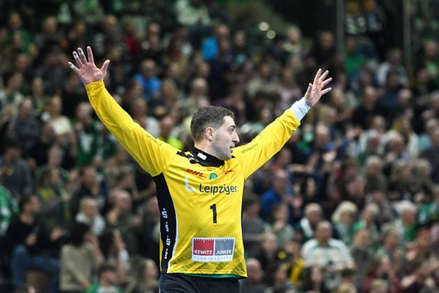 Domenico Ebner (SC DHfK Leipzig, 1) SC DHfK Leipzig vs. TBV Lemgo Lippe, Handball, DHB-Pokal Viertelfinale, Spielzeit 2025 2026, 17.12.2025 SC DHfK Leipzig vs. TBV Lemgo Lippe, Handball, DHB-Pokal Viertelfinale, Spielzeit 2025 2026, 17.12.2025 Dresden Copyright: xEibner-Pressefoto xHoepnerx EP_PHR